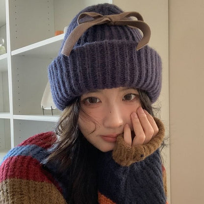 Bow Ribbed Beanie