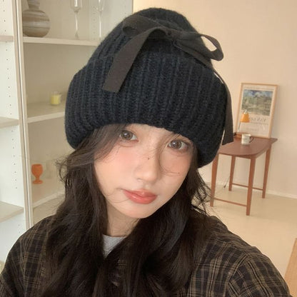 Bow Ribbed Beanie