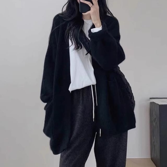 Oversized Open-Front Cardigan