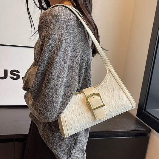Faux Leather Buckled Shoulder Bag