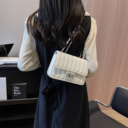 Faux Leather Quilted Chained Shoulder Bag