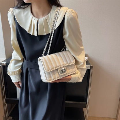 Faux Leather Quilted Chained Shoulder Bag