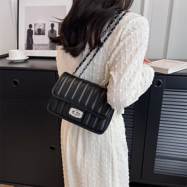 Faux Leather Quilted Chained Shoulder Bag