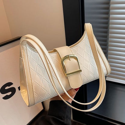 Faux Leather Buckled Shoulder Bag