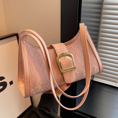 Faux Leather Buckled Shoulder Bag