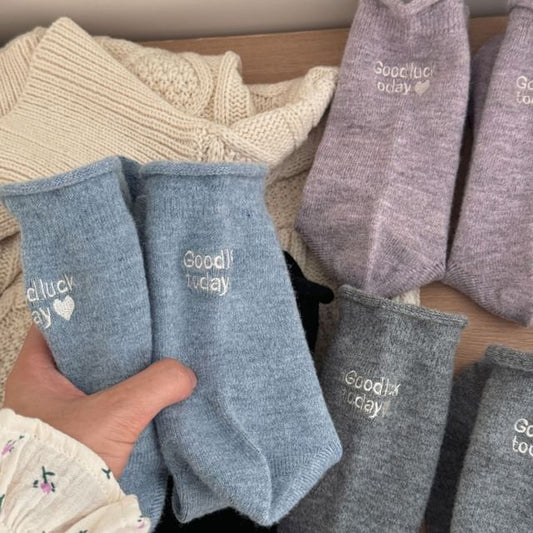 Letter Embroidered Socks