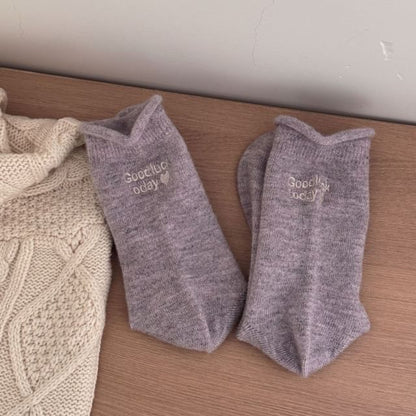 Letter Embroidered Socks