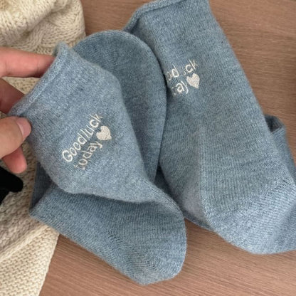 Letter Embroidered Socks