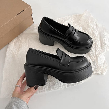 Platform Penny Loafer Pumps