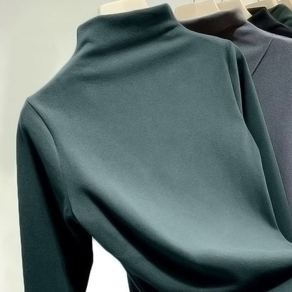 Long Sleeve Mock Neck Plain Top