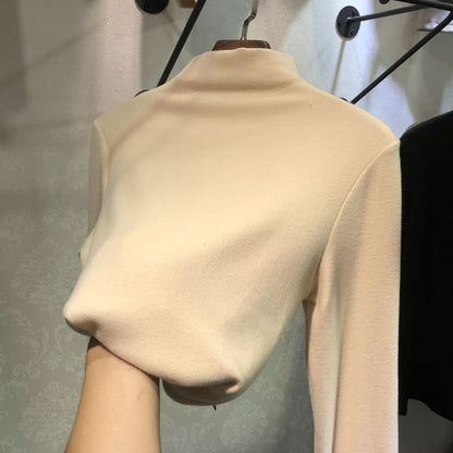 Long Sleeve Mock Neck Plain Top