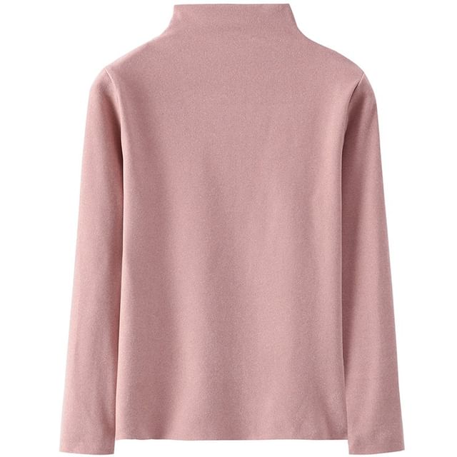 Long Sleeve Mock Neck Plain Top