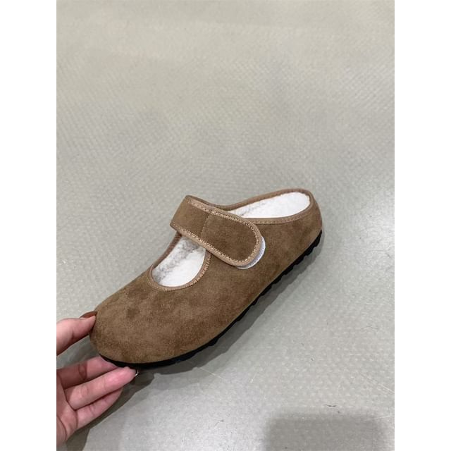 Hidden Wedge Plain Fleece-Lined Mary Jane Mules