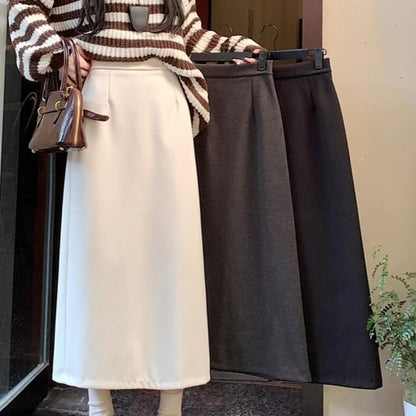 High Rise Plain Maxi A-Line Skirt