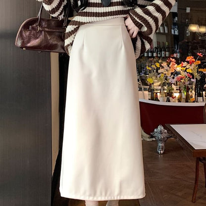 High Rise Plain Maxi A-Line Skirt