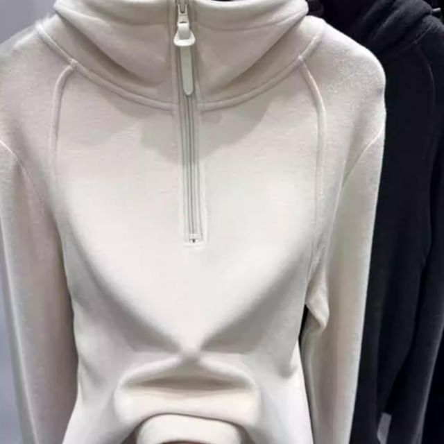 Half Zip Plain Hoodie