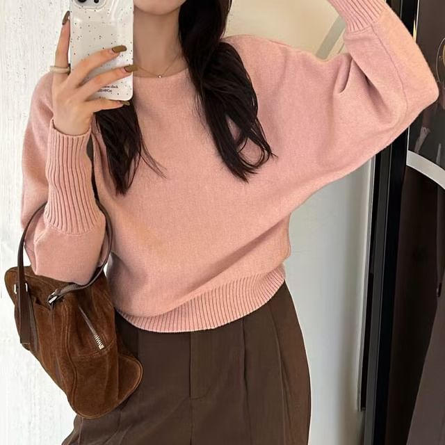 Off Shoulder Plain Sweater