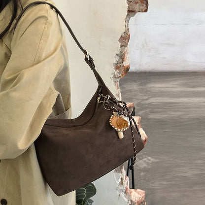 Faux Leather Plain Shoulder Bag