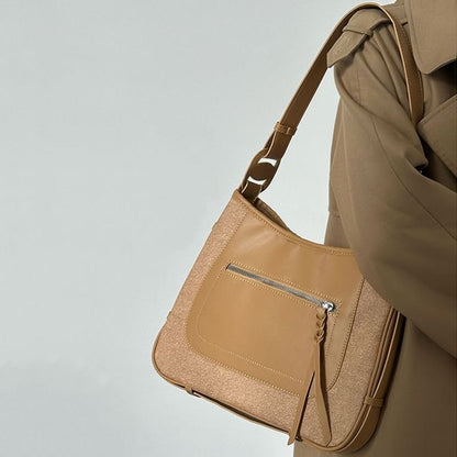 Faux Leather Two Tone Shoulder Bag