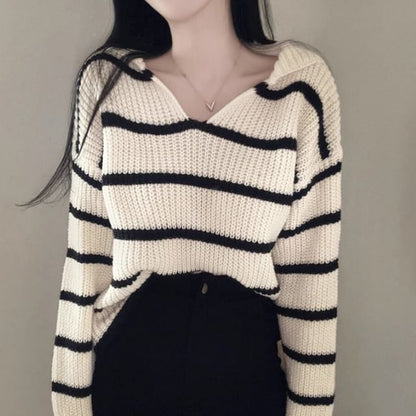 Collar Striped Sweater