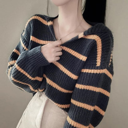 Collar Striped Sweater