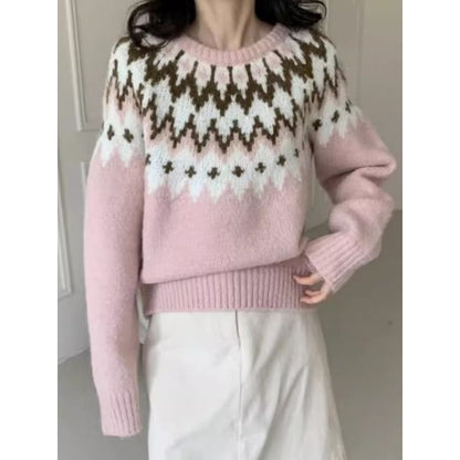 Crew Neck Patterned Sweater