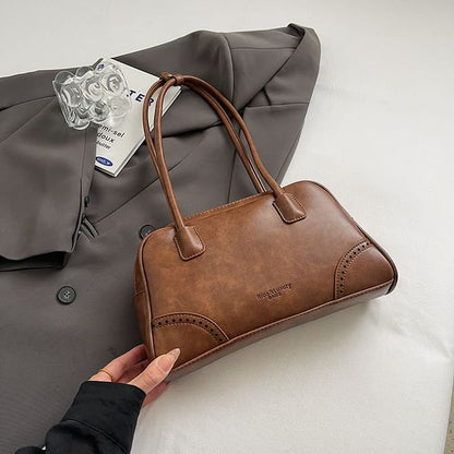 Washed Faux Leather Bowler Bag / Bag Charm / Set