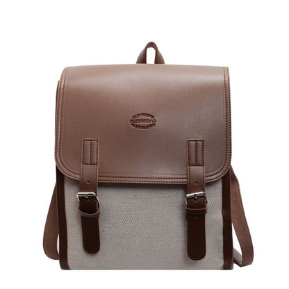 Flap Buckled Two Tone Backpack