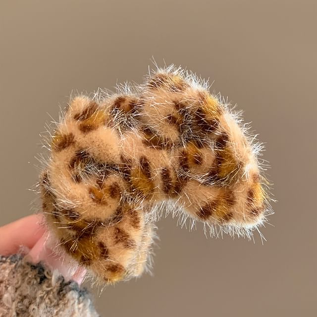 Leopard Print Velvet Hair Claw Clips