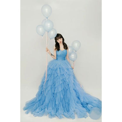 Strapless Sweetheart Neckline Plain Ruched Ruffle Ball Gown