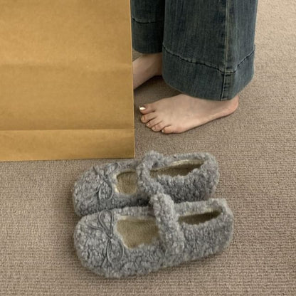 Furry Plain Mary Jane Shoes