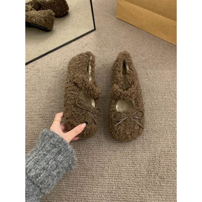 Furry Plain Mary Jane Shoes