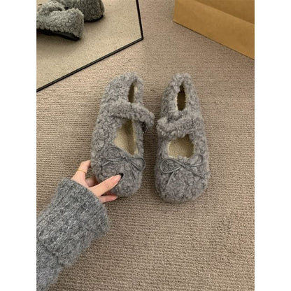 Furry Plain Mary Jane Shoes