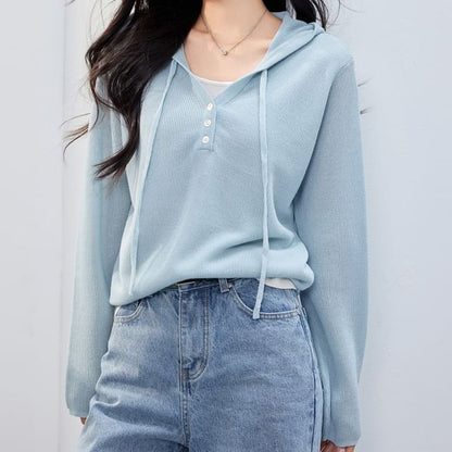 Tone Two-Piece Hoodie V-Neck Mock Knit Two