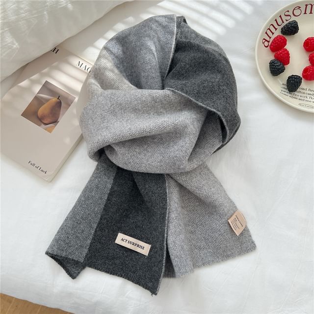 Two-Tone Label Applique Scarf