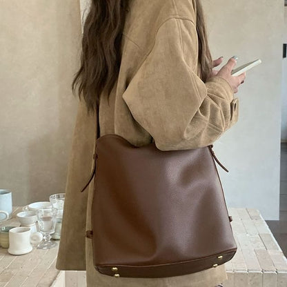Faux Leather Crossbody Bag With Pouch