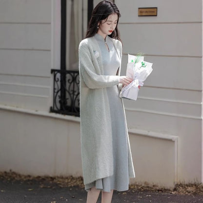 Open Front Plain Long Cardigan