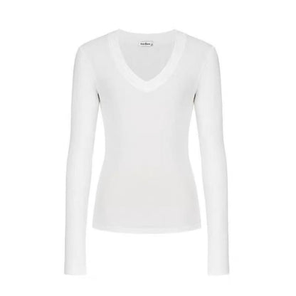 Long-Sleeve V-Neck Plain T-Shirt