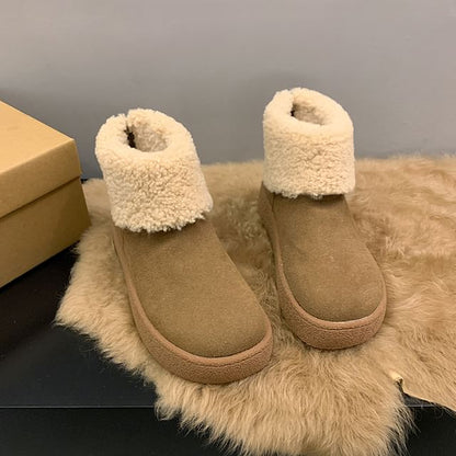 Fluffy Trim Platform Ankle Boots