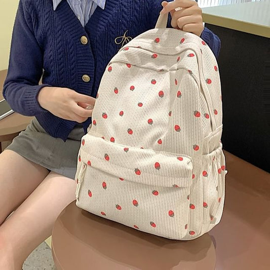Strawberry Backpack Multi-Pocket Print