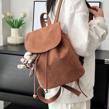 Suede Backpack Faux Flap