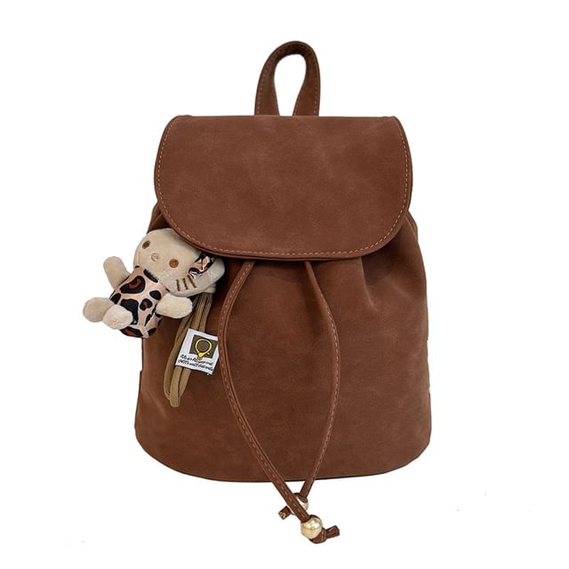 Suede Backpack Faux Flap