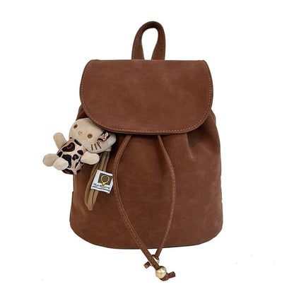 Suede Backpack Faux Flap