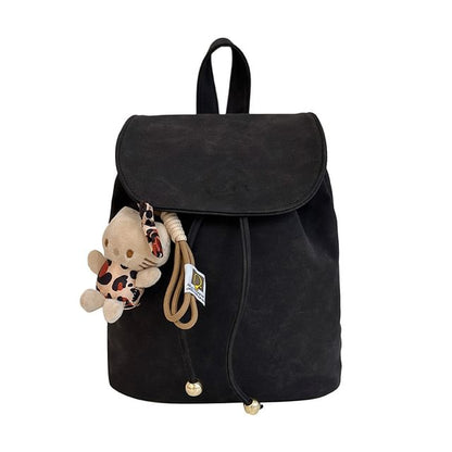 Suede Backpack Faux Flap