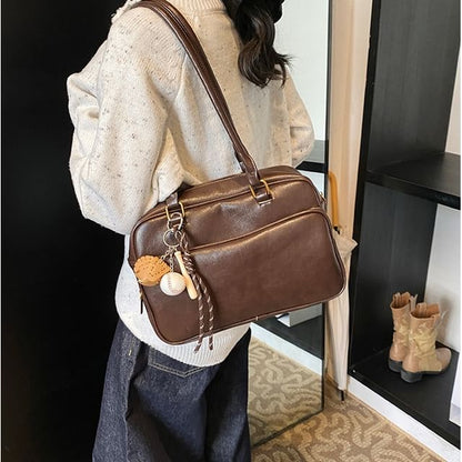 Faux Leather Bowler Bag