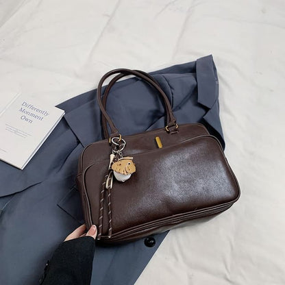 Faux Leather Bowler Bag