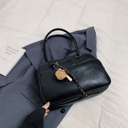 Faux Leather Bowler Bag