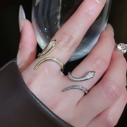 Snake Rhinestone Open Ring