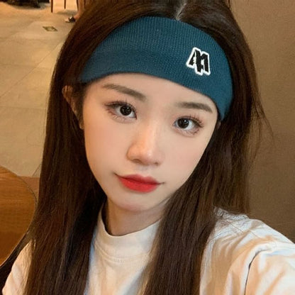 Lettering Embroidered Knit Headband