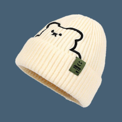 Bear Embroidered / Plain Beanie